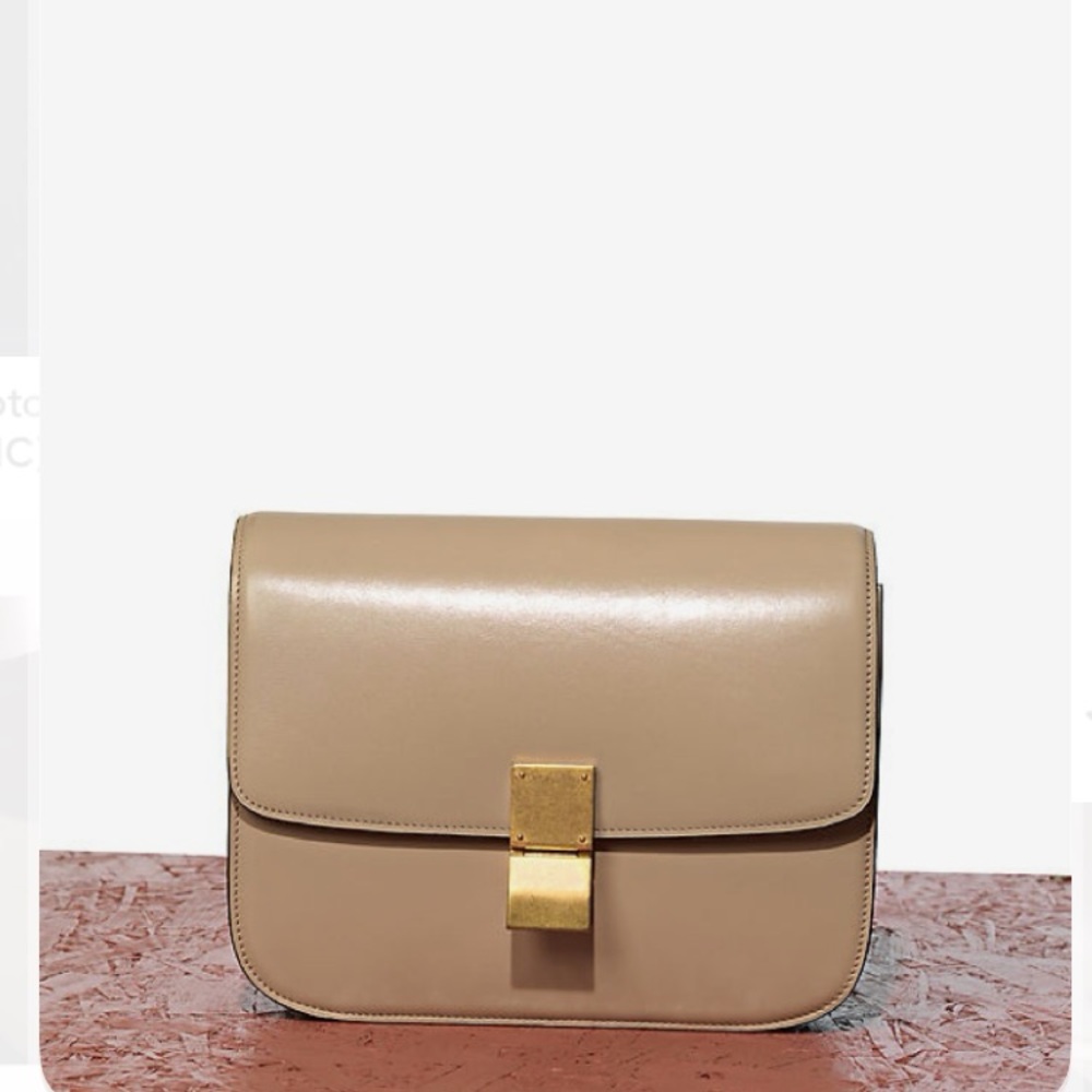 Authentic CELINE Box Bag in Taupe with box, receipt & dustbags